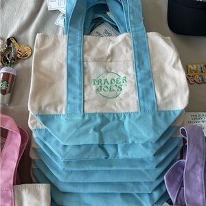 Mini Tote Bag in Light Blue and Cream